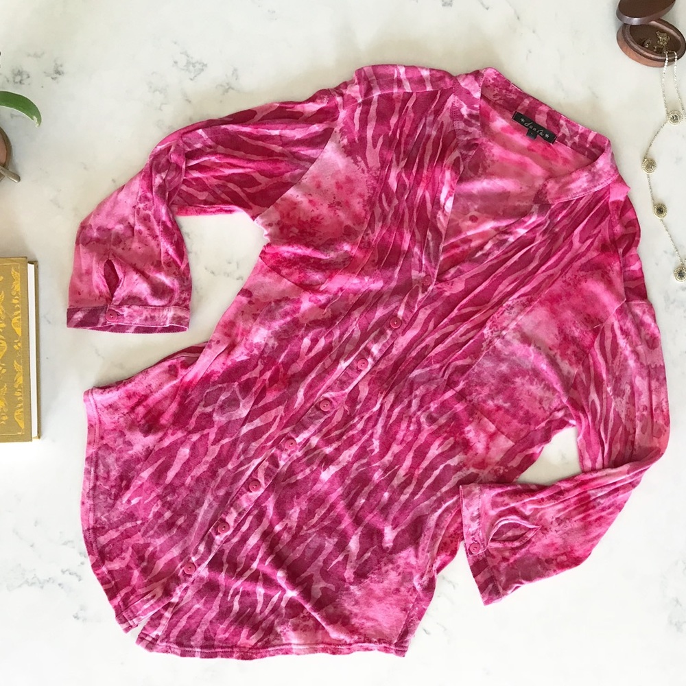 Dunia Pink Cotton Button Top EUC size L